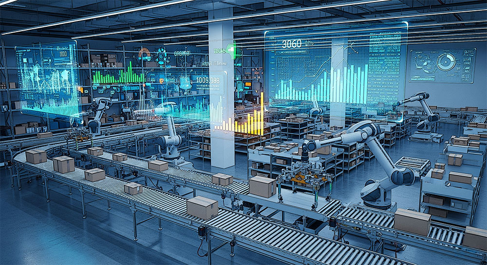 Modern warehouse with automated systems